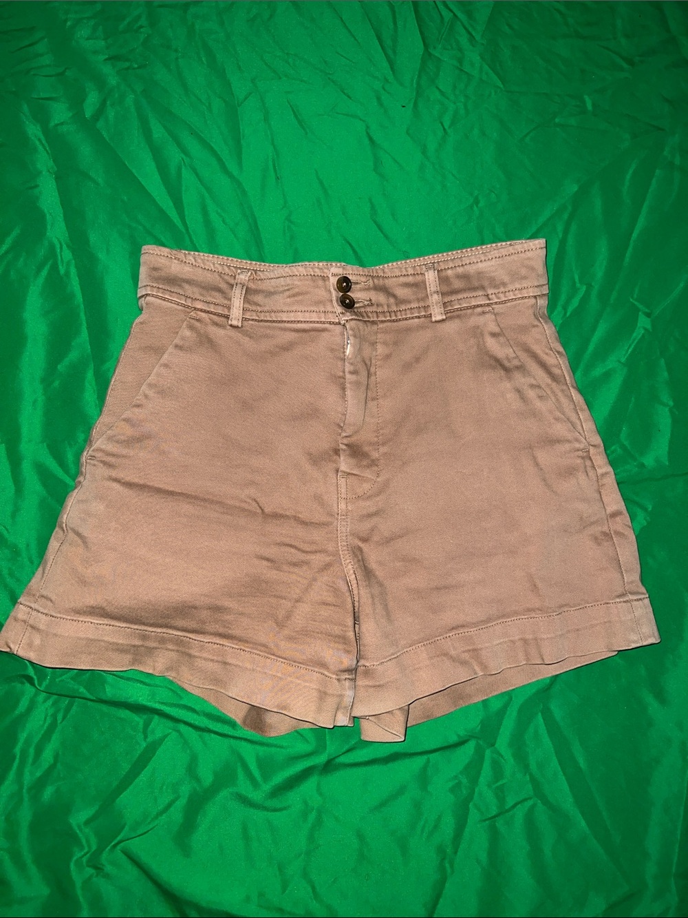 Everlane High-Waist Taupe Shorts with Double Button size 8
